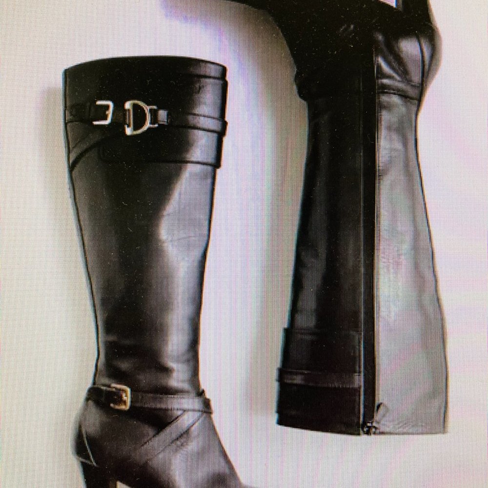 Cole Haan Nike Air Poppy Bit Knee High Black Leather Boots